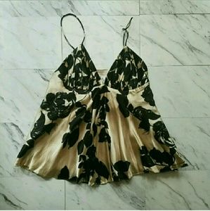 Milly of New York Silk Black Gold Floral Tank Top